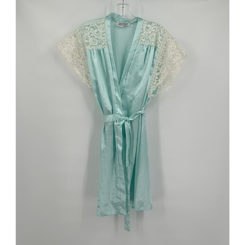 Womens Vintage Coquette Robe Size S Satin Old Hollywood Glam Pastel Feminine 80s